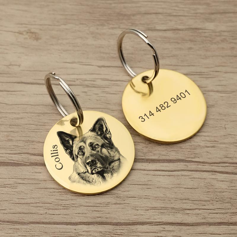 Personalized Dog Tag Custom Pet ID Tag with Photo Dog Collar Tag New Puppy Gift Dog Accessories Collar Decoration Cat Keyring