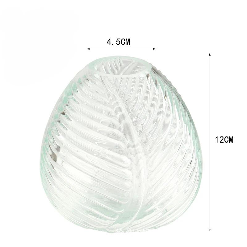 

Минималистский современный узор из листьев, стеклянная ваза для цветов, небольшой размер, украшение из сухих цветов, цветная флористика, офисные украшения, вазы