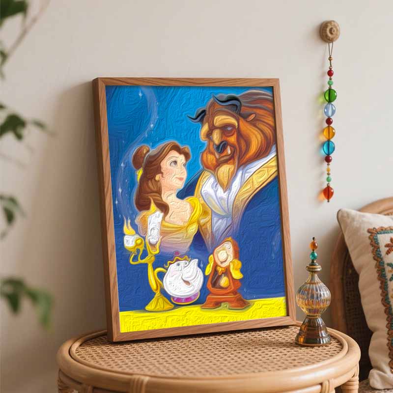 Disney Beauty and the Beast digital oil painting art handmade diy gift home decoration
