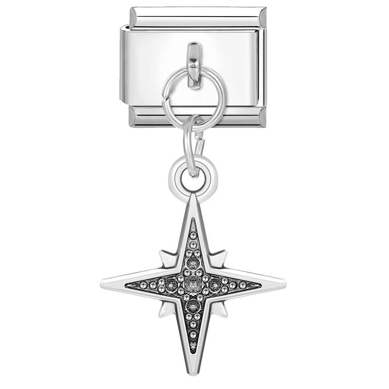 Modular Italian Steel Diamond Charm Bracelet - Personalized Handmade Jewelry Accessory