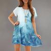 Women's Fashion Casual Round Neck Short Sleeve Ruffle Gradient Printed Dresses