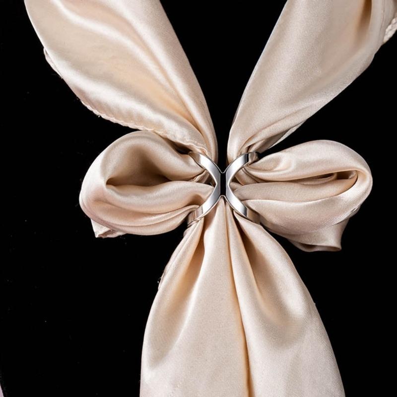 X Shaped Simple Silk Scarf Buckle Cross Hollow Scarves Clip Blouse Clasp Wrap Hoder for T-Shirt Neckerchief Shawl