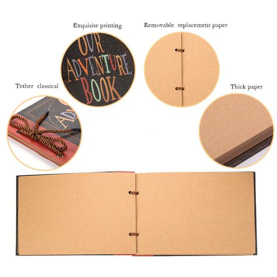 Výstřižky Fotoalbum DIY Pevná vazba Volný List Vintage Kraft Papír Šněrování Svatební Cestování Dítě Rodina Děti Výročí Kolekce obrázků Kniha