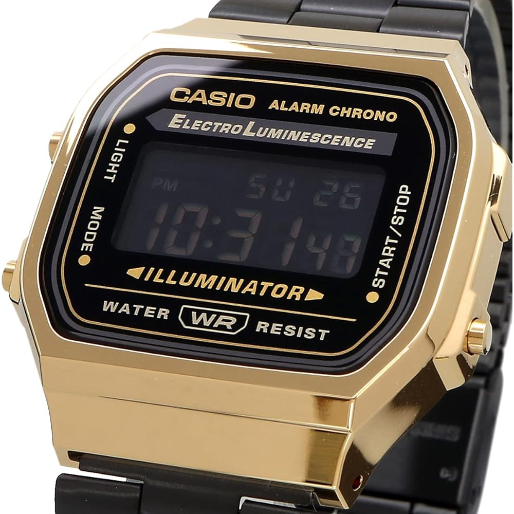 [Casio] CASIO Digital Watch Standard A168WEGB-1B Men's Women's Black x Gold Black Reversed LCD Ov...