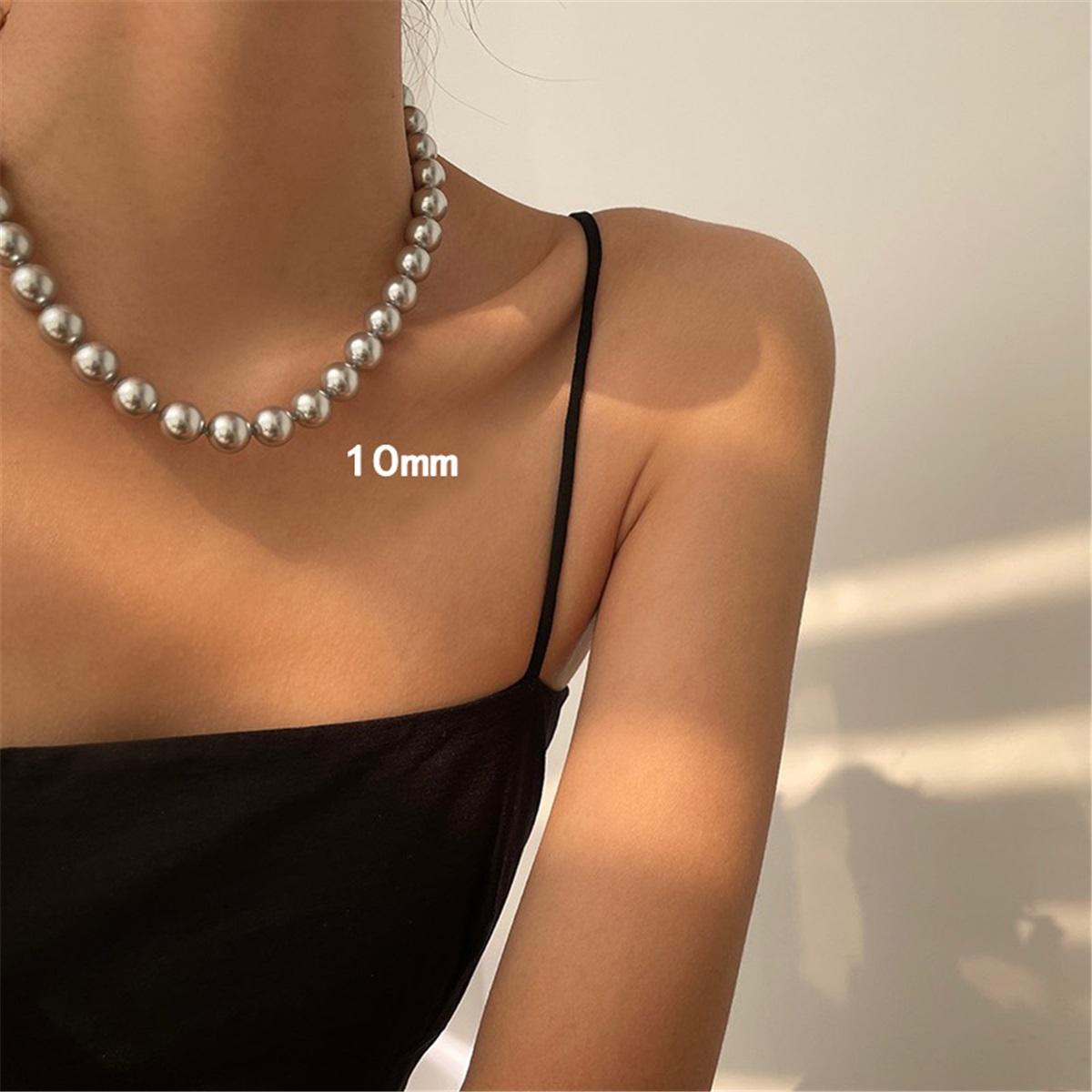 

Tooxika Винтажное Роскошное Ожерелье из Серого Жемчуга Простой Темперамент Холодный Ветер Цепочка на Ключицу Женская Цепочка-Джемпер 10mm