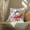 Dragonfly And Flower Cushion Cover Soft Short Plush Pillow Cover Smooth Cozy Texture Aesthetic Cushion Case Home Decor