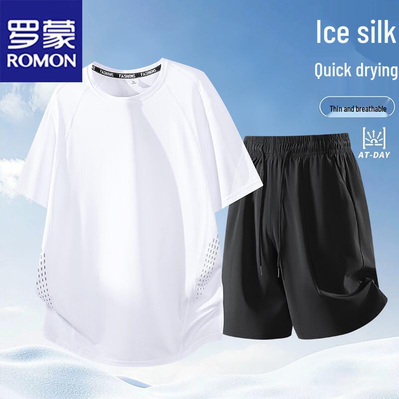 ROMON Men s Summer Casual T-Shirt & Shorts Set M