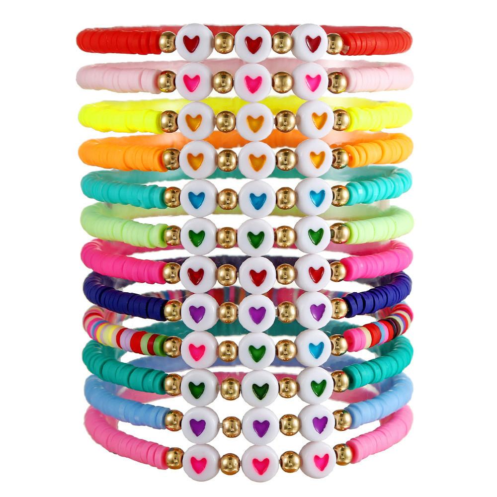 Boho-Armbänder Set Mit bunten runden geometrischen Acryl-Design Für Frauen