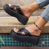 Fashion Chunky Platform Rivet Punk Shoes Woman Summer 2025 Black Pu Leather Wedges Sandals Women Non Slip Thick Sole Sandalias Mujer