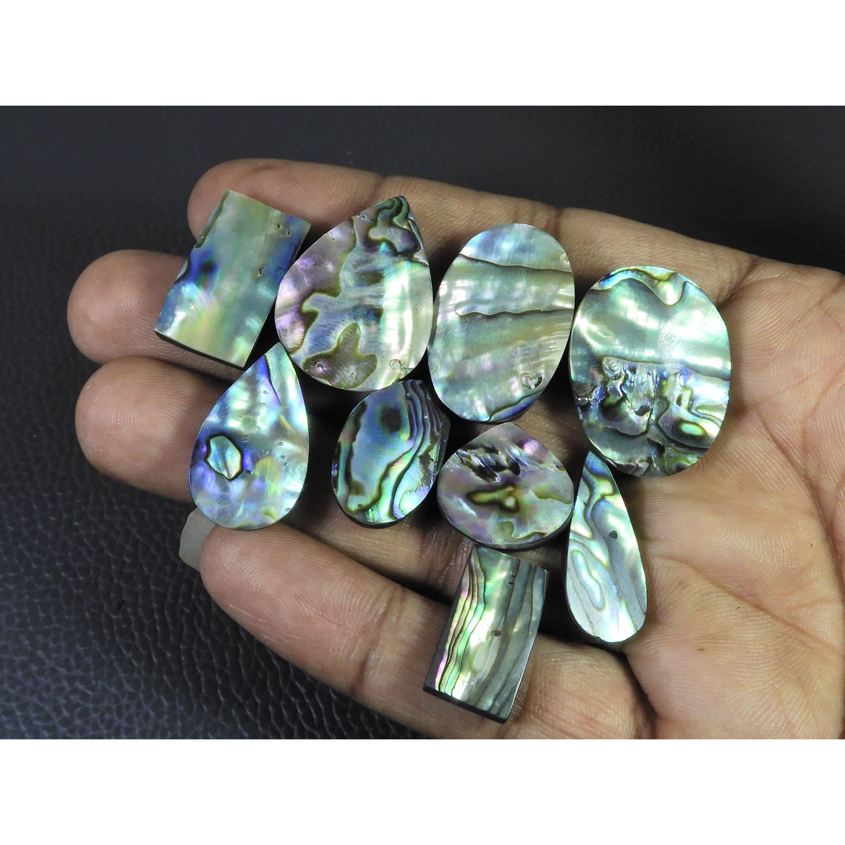 09Pcs Abalone Shell Mix Cabochon Loose Natural Gemstone 162Cts. Lot 24-26MM C-1703