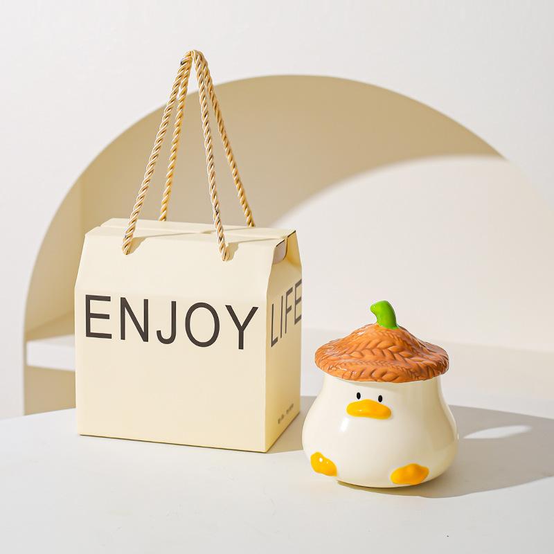 Cana Ceramică Creativă Drăguță Rață Suvenir Aspect Înalt Drăguț Animal de Companie Personalitate Desen Animat Ceașcă de Cafea Cană Înaltă