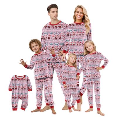 Eşleşen Aile Noel Baskılı Flanel Ev Giyim Seti Uzun Kollu Üst ve Pantolon