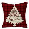 Christmas Plaid Linen Pillowcase Festive Home Decoration Gift Sofa Pillow Cushion Cover