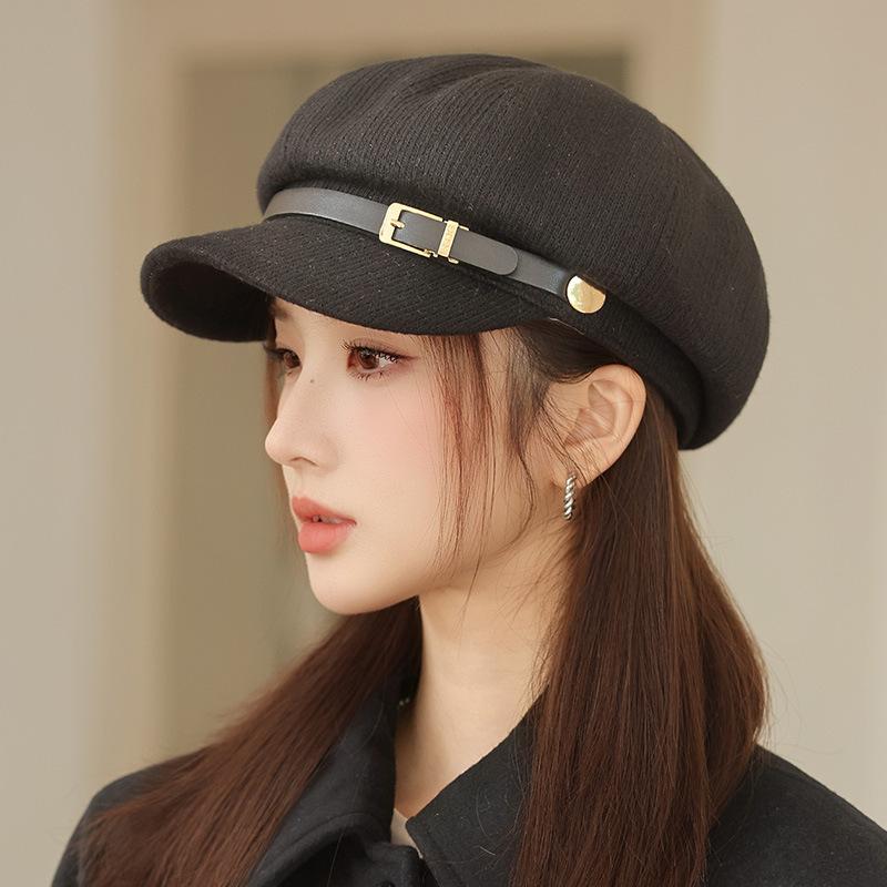 New Octagonal Hat Women's Spring and Autumn Retro Cap Beret British Hat