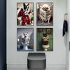 1 Stück rahmenloses lustiges Tier liest Zeitung auf der Toilette Poster Leinwandbild Affe Hund Schwarze Katze Badezimmer Wandkunst Heimdekoration