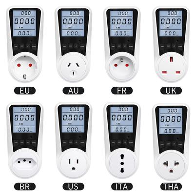 AC Power Meter 110-220V Digital Wattmeter Electricy Consumption Energy Meter Kwh Wattage Tester BR FR AU US UK IT TH EU Plug