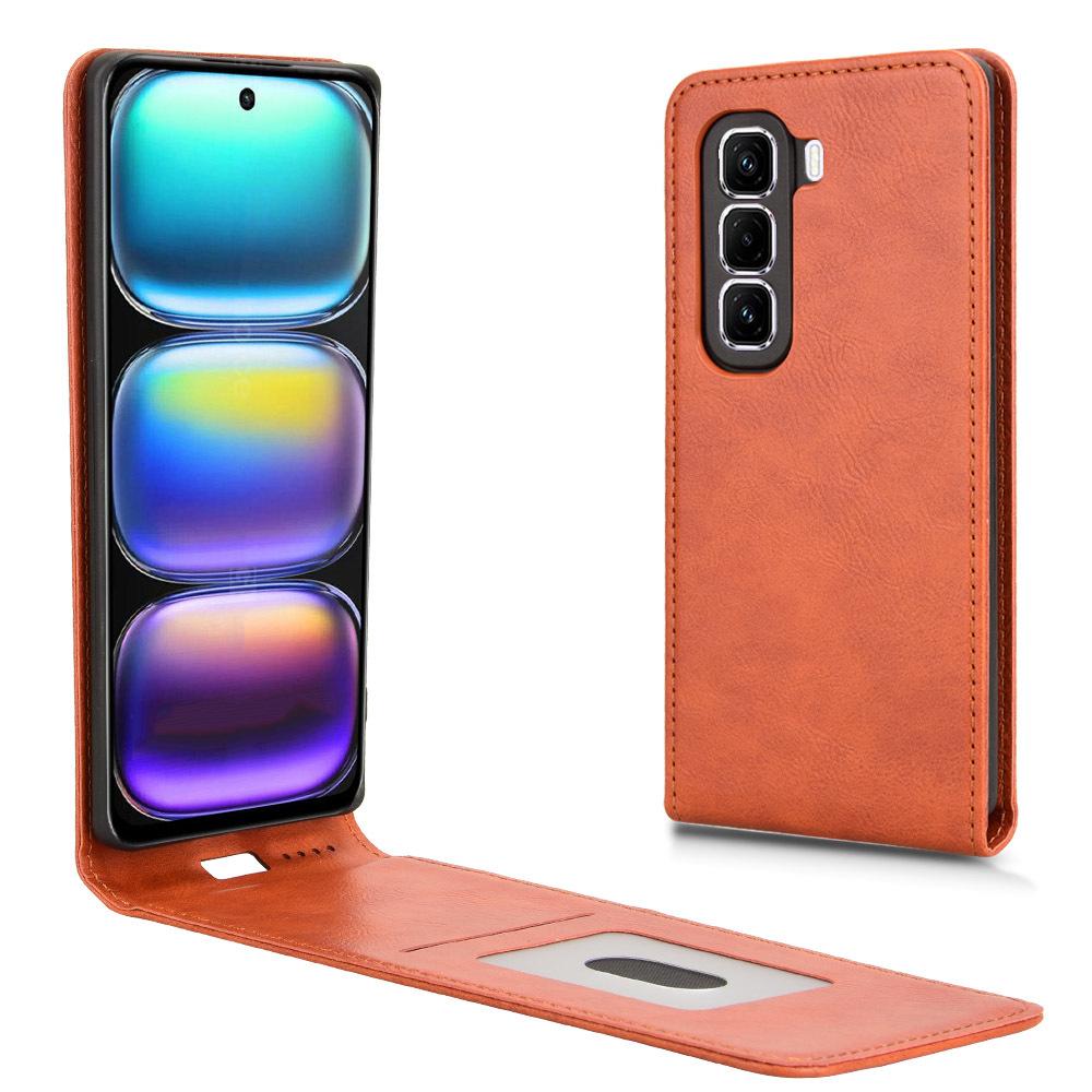 Leather Flip Cases For Infinix Hot 50 Pro+ Plus Up And Down Flip Cover PU Leather Durable Protective Cover