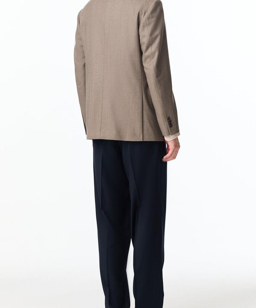 Man On The Boon Notched Lapel Flannel Suit Jacket_Dark Beige 4714351005