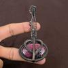 Rhodonite Handmade Copper Wire Wrap Guitar Pendant 3.1" l2l47