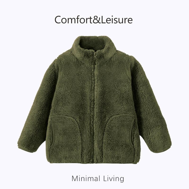 Kids Thickened Warm Solid Long Sleeve Stand Collar Winter Outerwear Coat