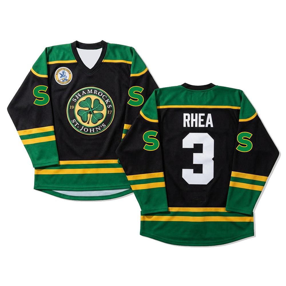 Movie Goon Ross The BOSS ST John's Shamrocks #3 RHEA Hockey Jersey Mens Sportswear Cosplay Long Sleeve Men Women Clothing Print
