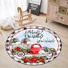 Merry Christmas Round Area Rugs Indoor Cartoon Snowman Throw Circle Rug Entryway Doormat Floor Carpet for Bedroom Living Room