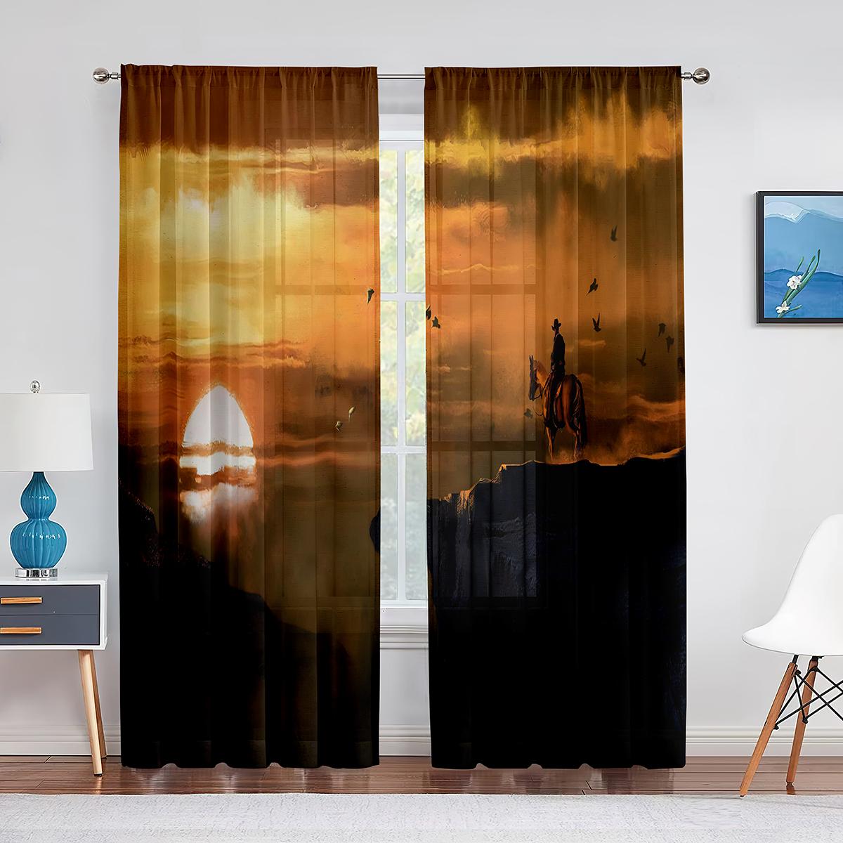 Ковбойские тюлевые шторы в западном стиле для домашнего офиса — фото 6