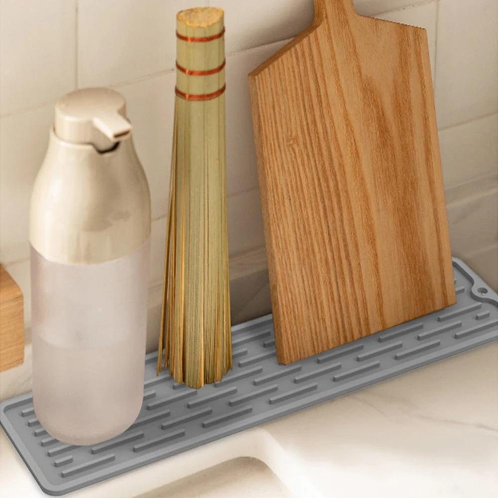 Silikon Abtropfmatte Küchenspüle Schmale Rutschfeste Ablage Waschtisch- und Badezimmer-Arbeitsplatten-Schutz Leicht zu Reinigen Langlebige Tassenunterlage