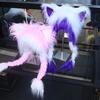 Cat Ear Hat with Braids Double-Layer Ears Decor Soft Plush Anime Cosplay Hat