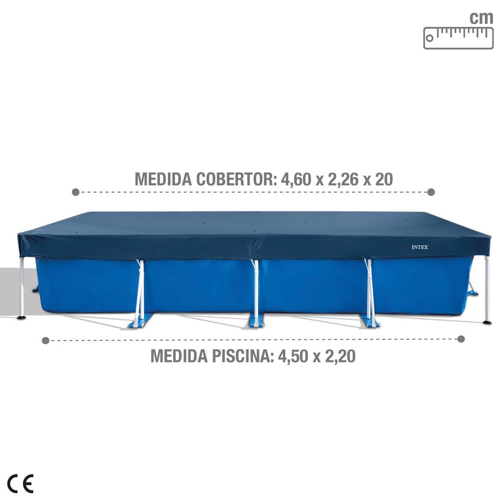 INTEX Rectangular Frame Pool Cover 28039 (for 450 X 220 Cm Pools) Rectangular, Debris Repellent, Water Stain Prevention, 4.5m Size