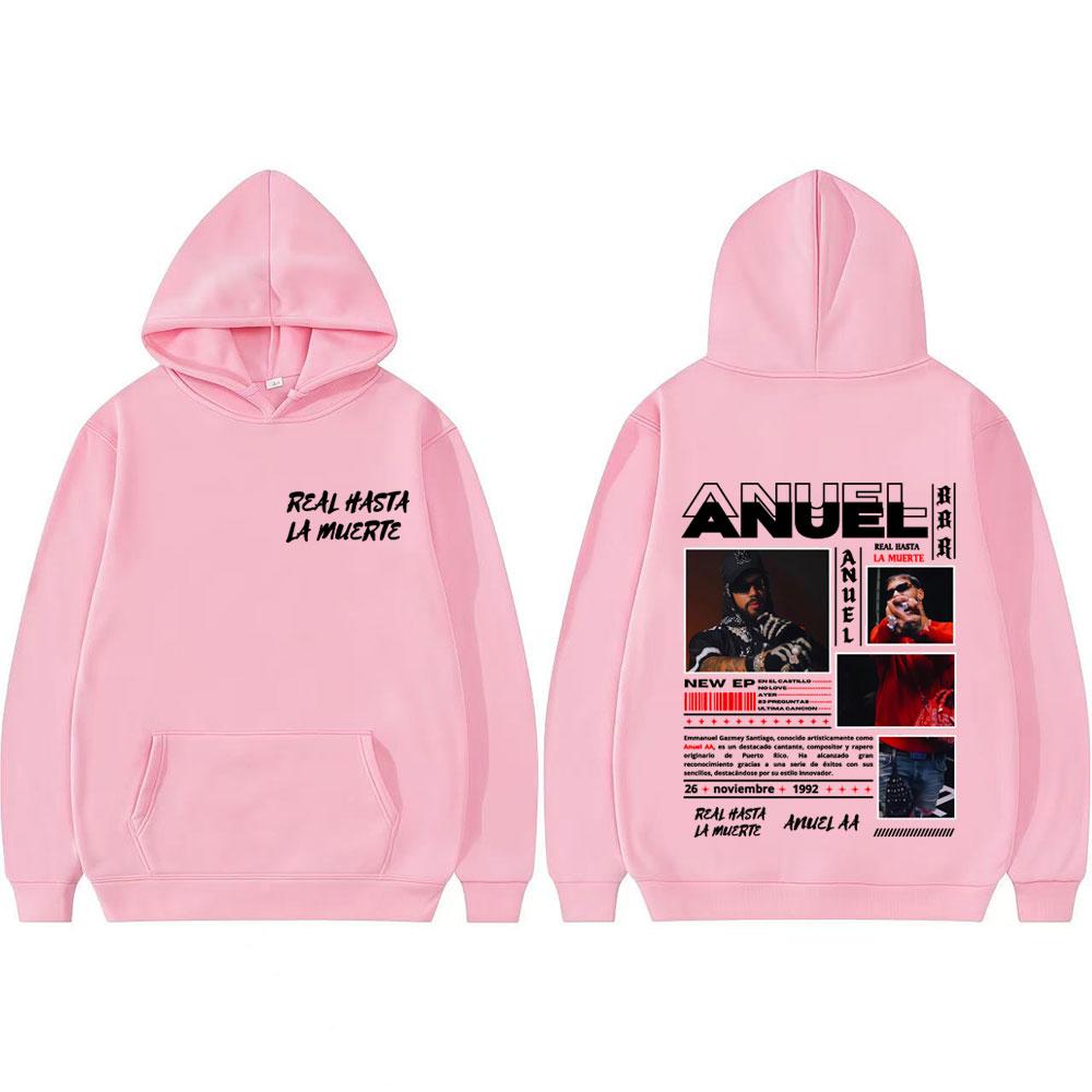 Rapper Anuel AA Real Hasta La Muerte Album Tour Cover Sweatshirt Men Women Vintage Hip Hop Trend Hoodie Streetwear Loose Hoodies