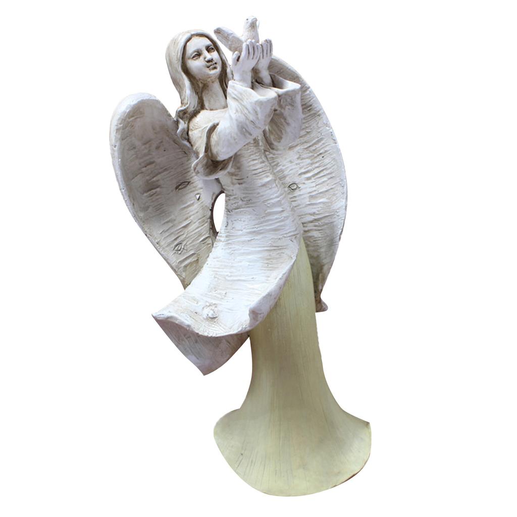 Angel Statue Vintage Resin Angel and Dove Sculpture Figurine for Home Wedding Decor