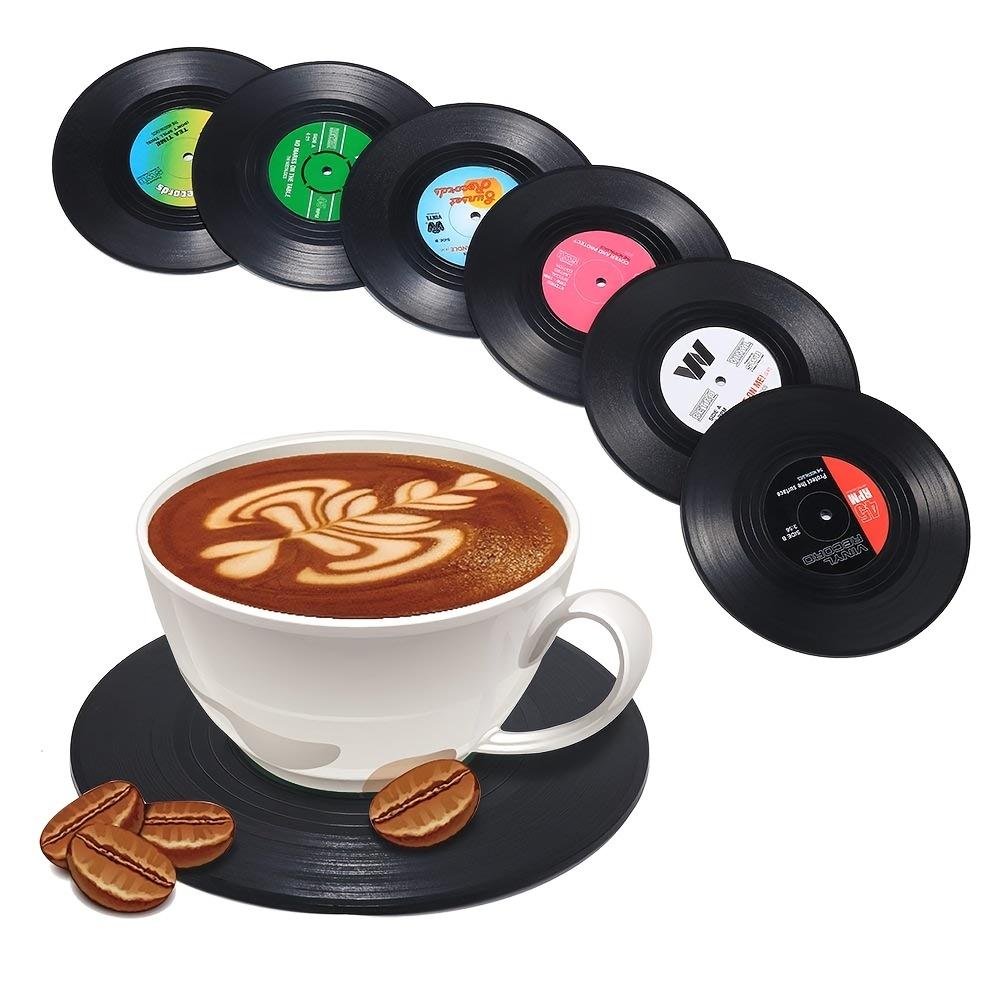 6 Adet Renkli Retro Vinil Plak Disk Bardak Altlığı Komik Etiketlerle - Mobilyaların Kirlenmesini ve Çizilmesini Önleyin