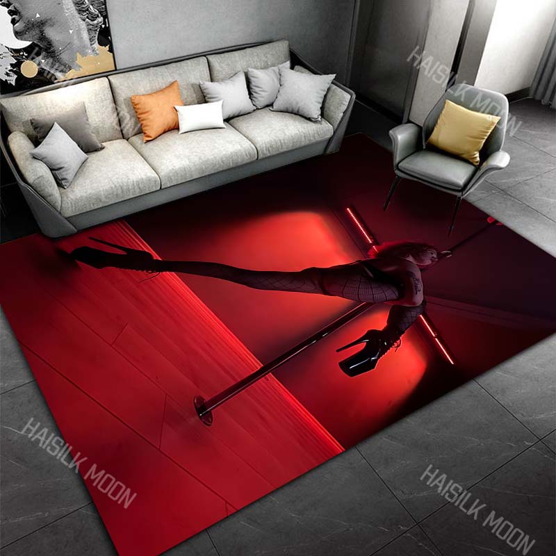 Pole Dance Art Print Cartoon Carpet Rug for Living Room Bedroom Sofa Home Decor Area Rug Non-slip Mat for Gifts