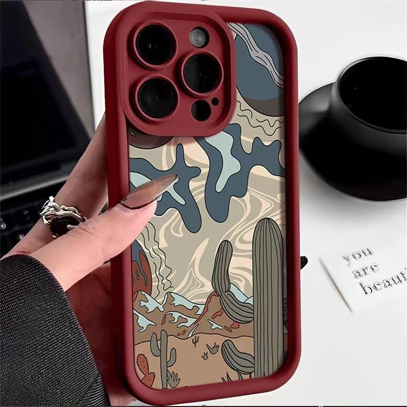 Personalized retro desert for iPhone15Pro mobile phone case 14plus Apple 13 Pro creative 12 soft x/xs