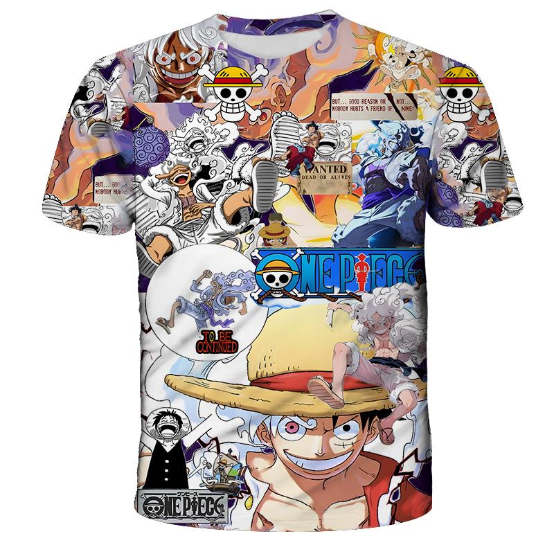Wendy4 Anime One Piece Luffy Jongen T-shirt CosPlay Korte Mouw mannen Cartoon Heren Top Los Ademend Heren Casual Kleding 150
