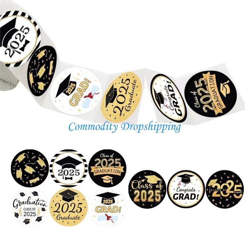 Y5JC 500Count Class Of 2025 Graduation Themed Sticker 1.5Inch Adhesive Label For Seal Envelope Card Packaging Decoration