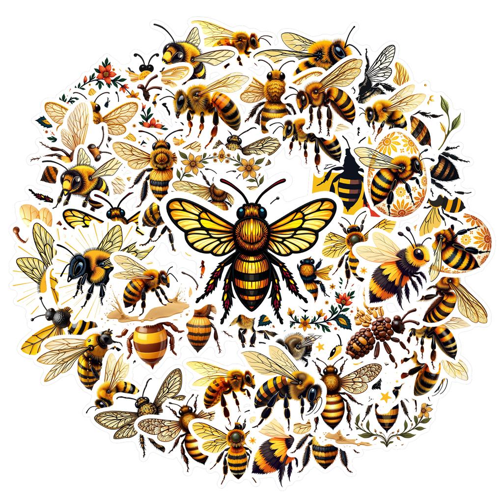 35-70pcs Bee Stickers Spring Summer Insect Graffiti Sticker Diy Skateboard Diary Laptop Decals Stationery Stickers