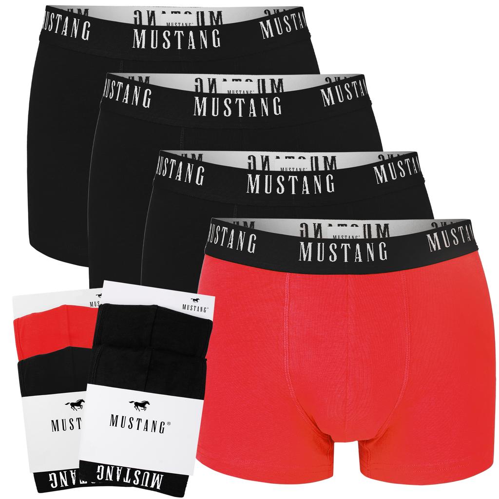 Mustang Bokserki Męskie 4 Sztuki Zestaw Bawełna Logo Kolor