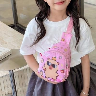 School Bag Cartoon Love Breast Bag New Simple Kapibara Printed Children's Change Bag Oblique Batch