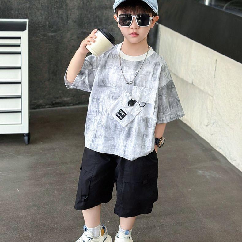 Sommer-Kurzarmset für Jungen Sommerkleidung für Jungen Sommerkleidung Modisches Kinder-T-Shirt