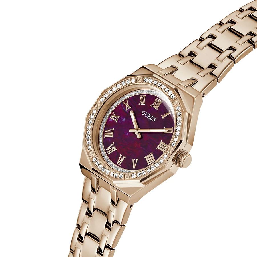 Guess Ladies' Quartz Watch with Deep Red Dial and Gold Stainless Steel Strap - GW0770L3