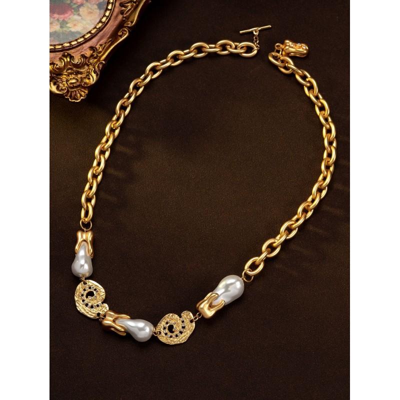 Vintage Devil Eye Necklace Schiaparelli Style Retro Nose Pendant Sweater Chain