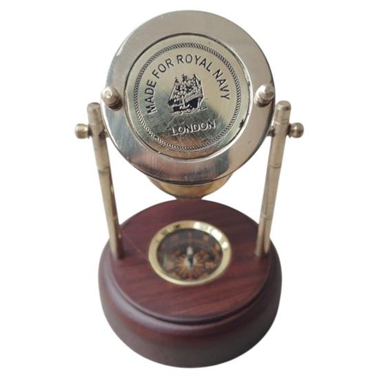 Nautical 1 Minute Sand Timer with Compass Base  Brass Hourglass  Decor