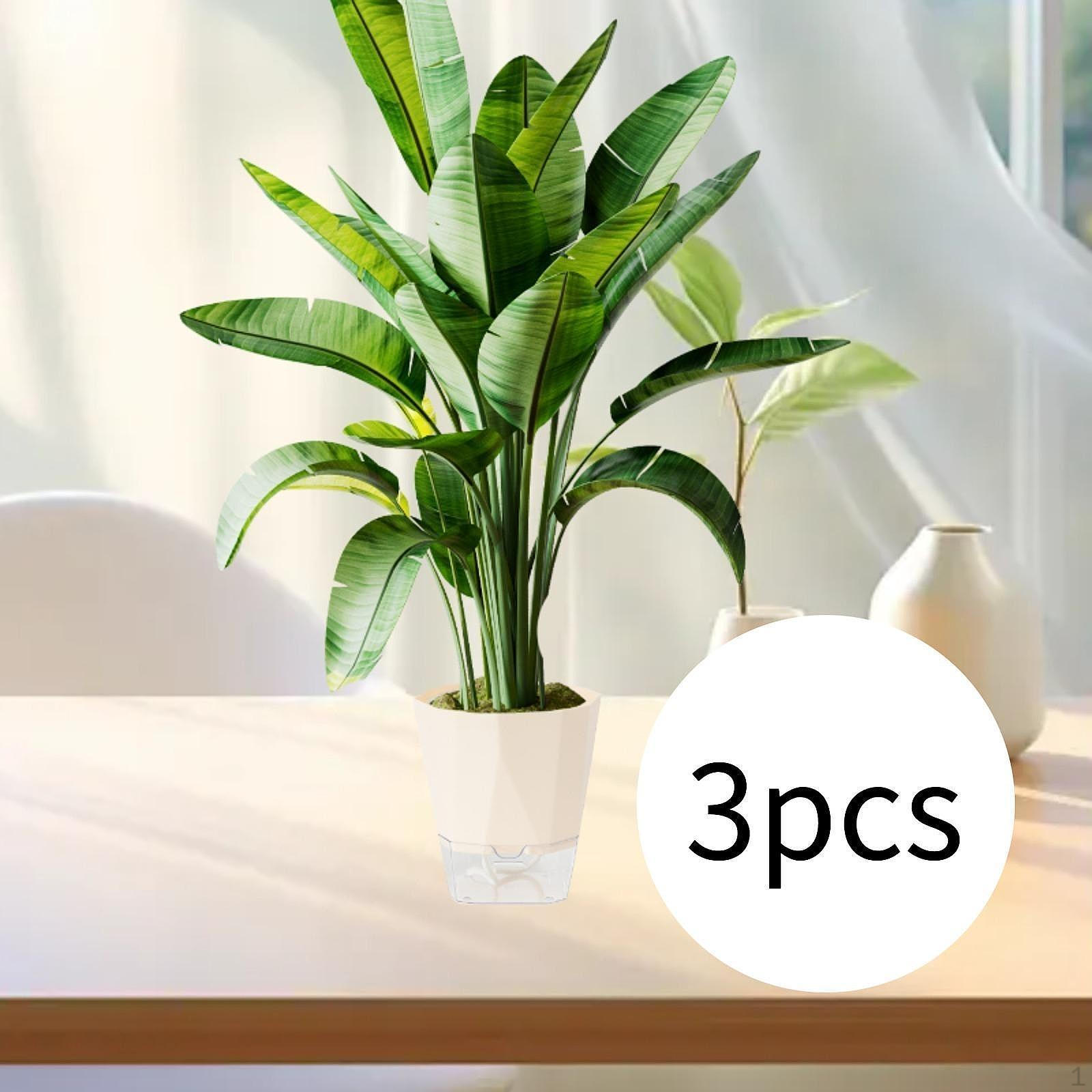 

3 шт. в упаковке самополивающийся горшок с дренажем для стола и спальни 17cm white