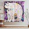 Big Cat and Girl Blackout Curtain for Living Room Decoration Tulle In Kitchen Curtains 2 Pieces Window Black Out Curtains Blinds