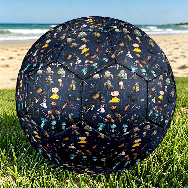 Coraline Print Size 5 Soccer Ball, PU Wear Resistant Football for Match Training and Daily Practice, Birthday Gift for Soccer Fans