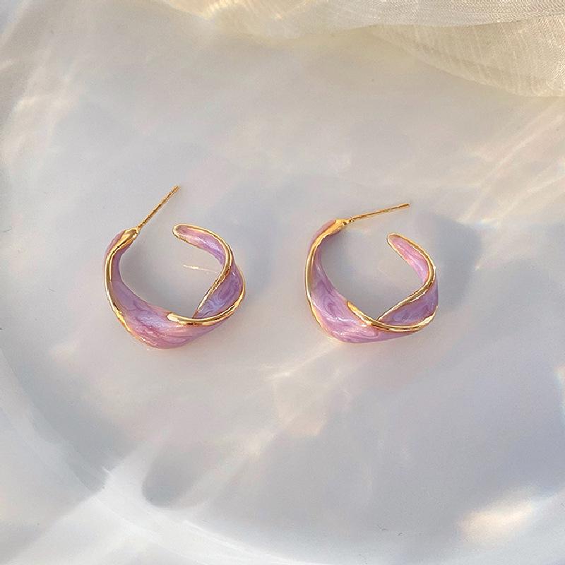 S925 Silver Twisted Drip Oil Stud Earrings: Korean Fashion, Elegant & Versatile