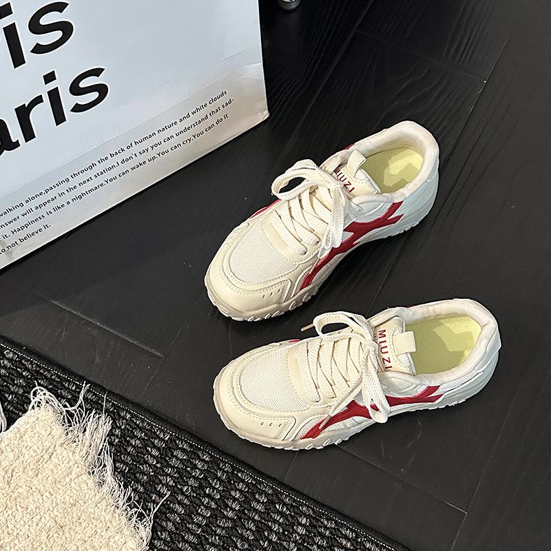 Fashion Retro Summer Color Matching Lace-up Comfortable Sports Moral Training Shoes Women's Autumn Lightweight and Versatile Forrest Gump Shoes Mesh