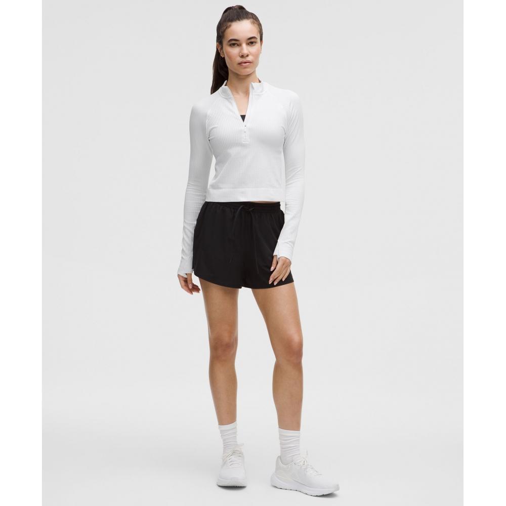 Lululemon Rest Less Cropped Half Zip Colour Rib White White